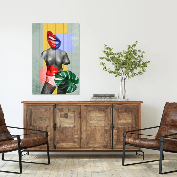 Wanddeko Holz - Colorful Vintage Collage Design