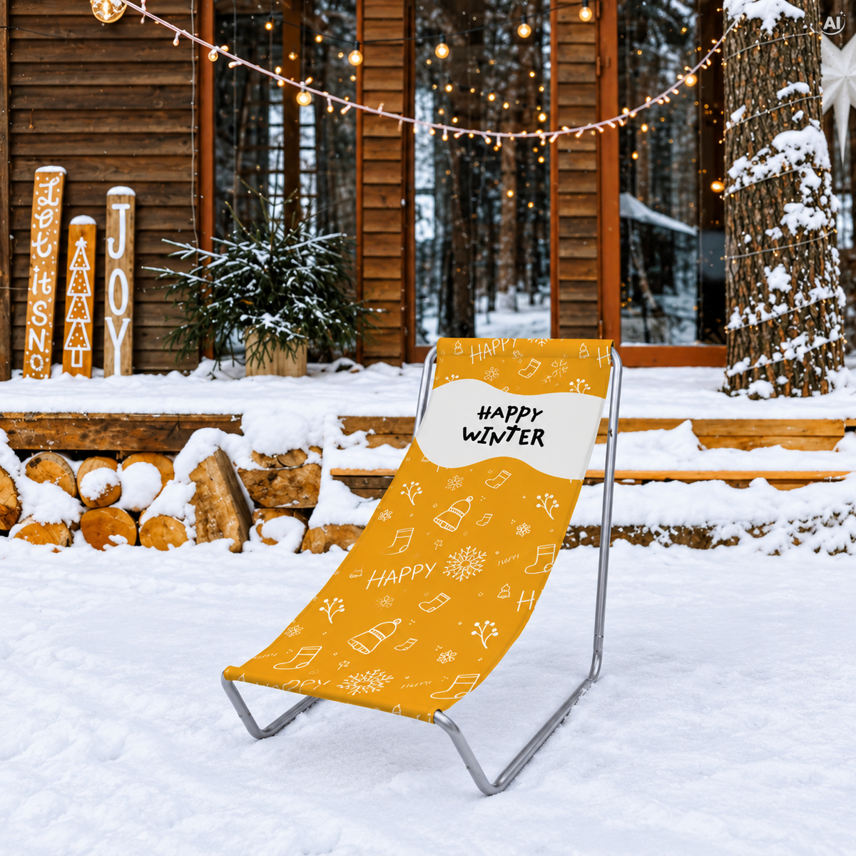 Liežajka z oceli HAPPY WINTER Zlatá zimná ležiaca