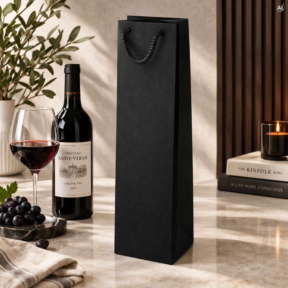 Papiertüte ECO Prestige 110x90x400mm Schwarz
