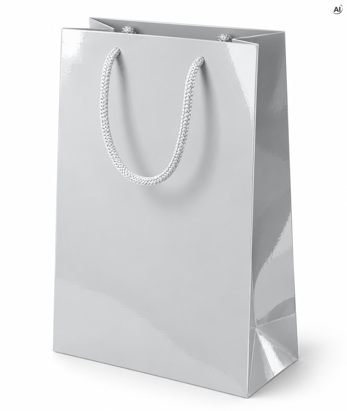Laminierte Papiertragetasche mit PP-Kordel 24+9x32 cm, 170 g/m², weiß