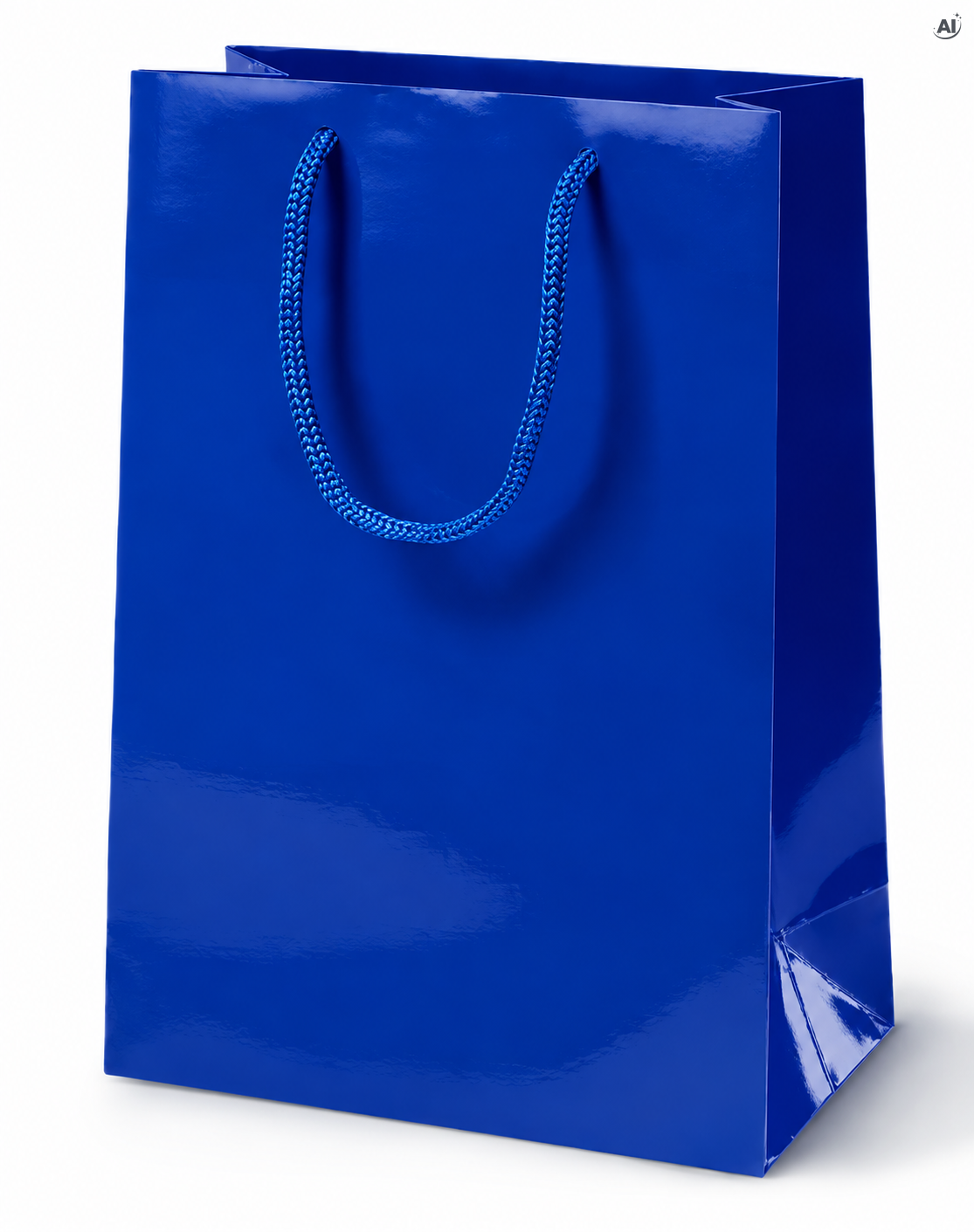 Laminierte Papiertragetasche mit PP-Kordel 30+10x40 cm, 170 g/m², marineblau