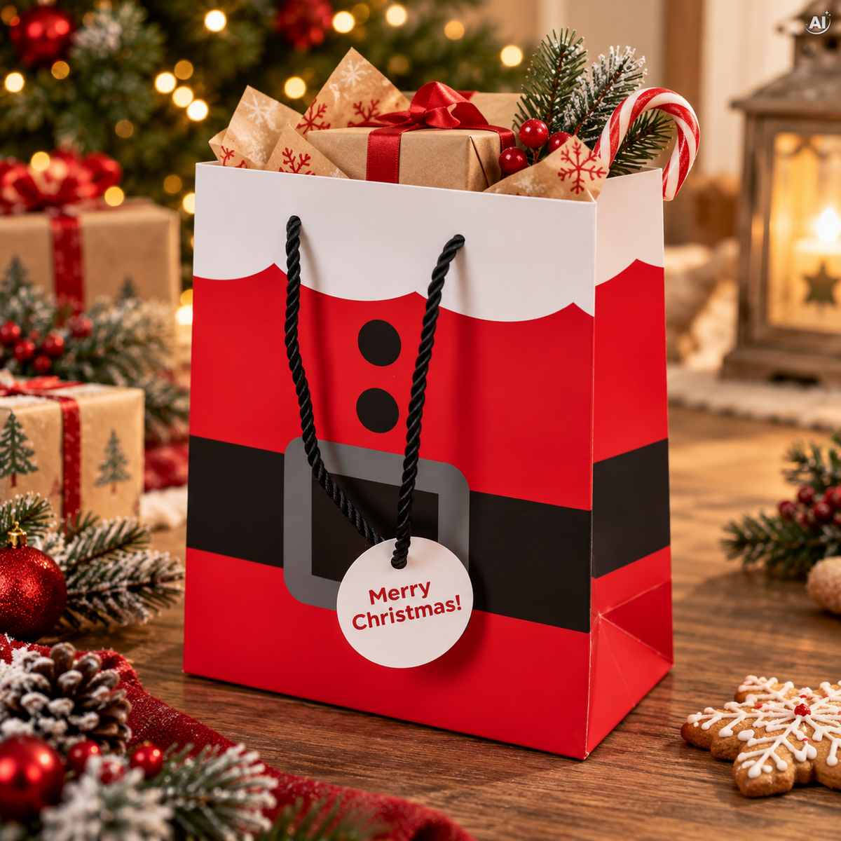 Papiertüte mit Weihnachtsmann-Motiv, 3 Stück