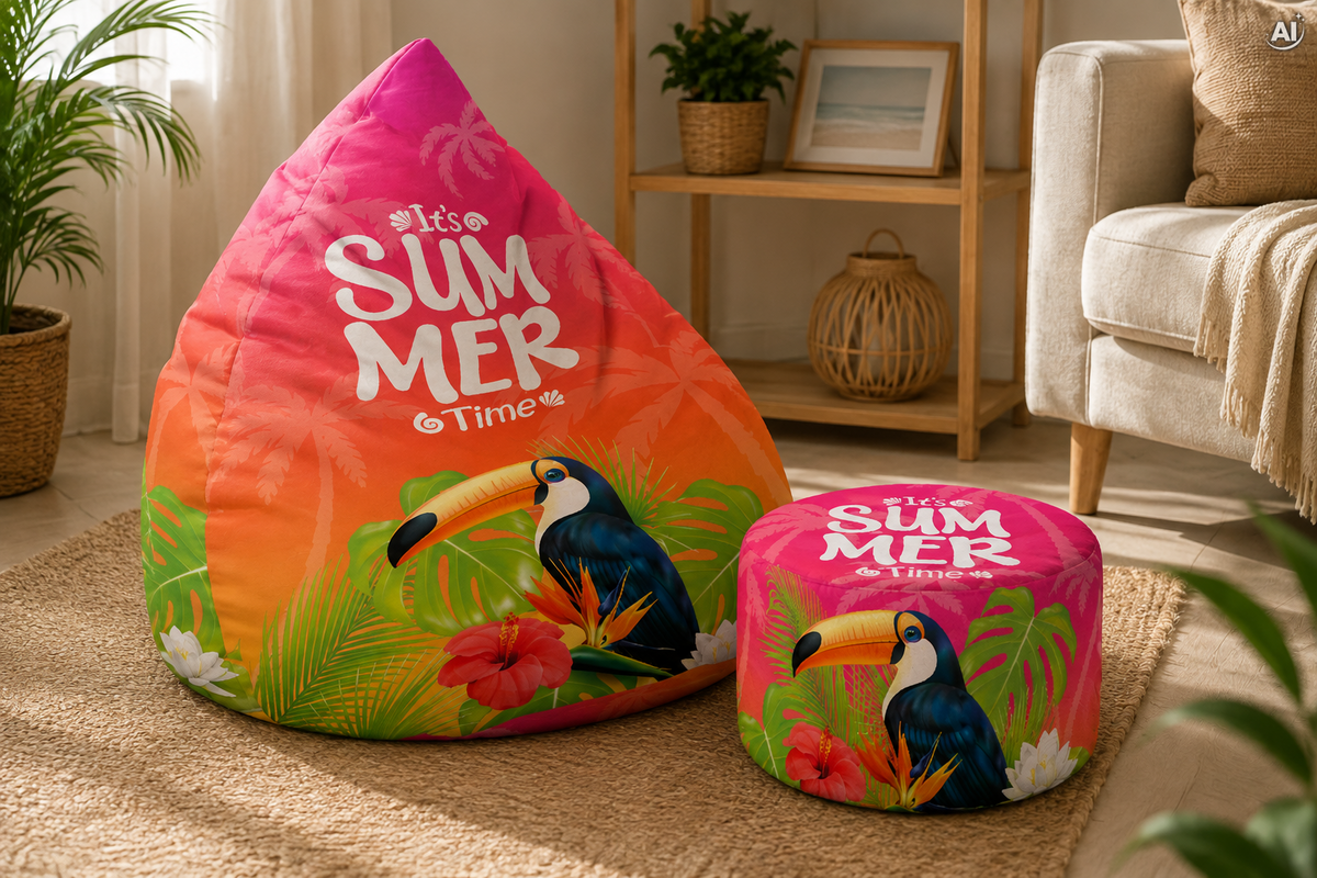SET pouf sacco Pouf + poggiapiedi It's summer time