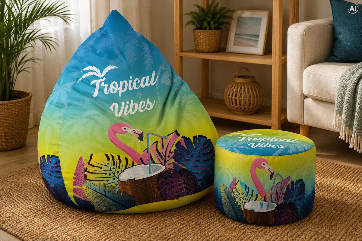 SET poltrona a sacco poltrona sacco + poggiapiedi Tropical Vibes