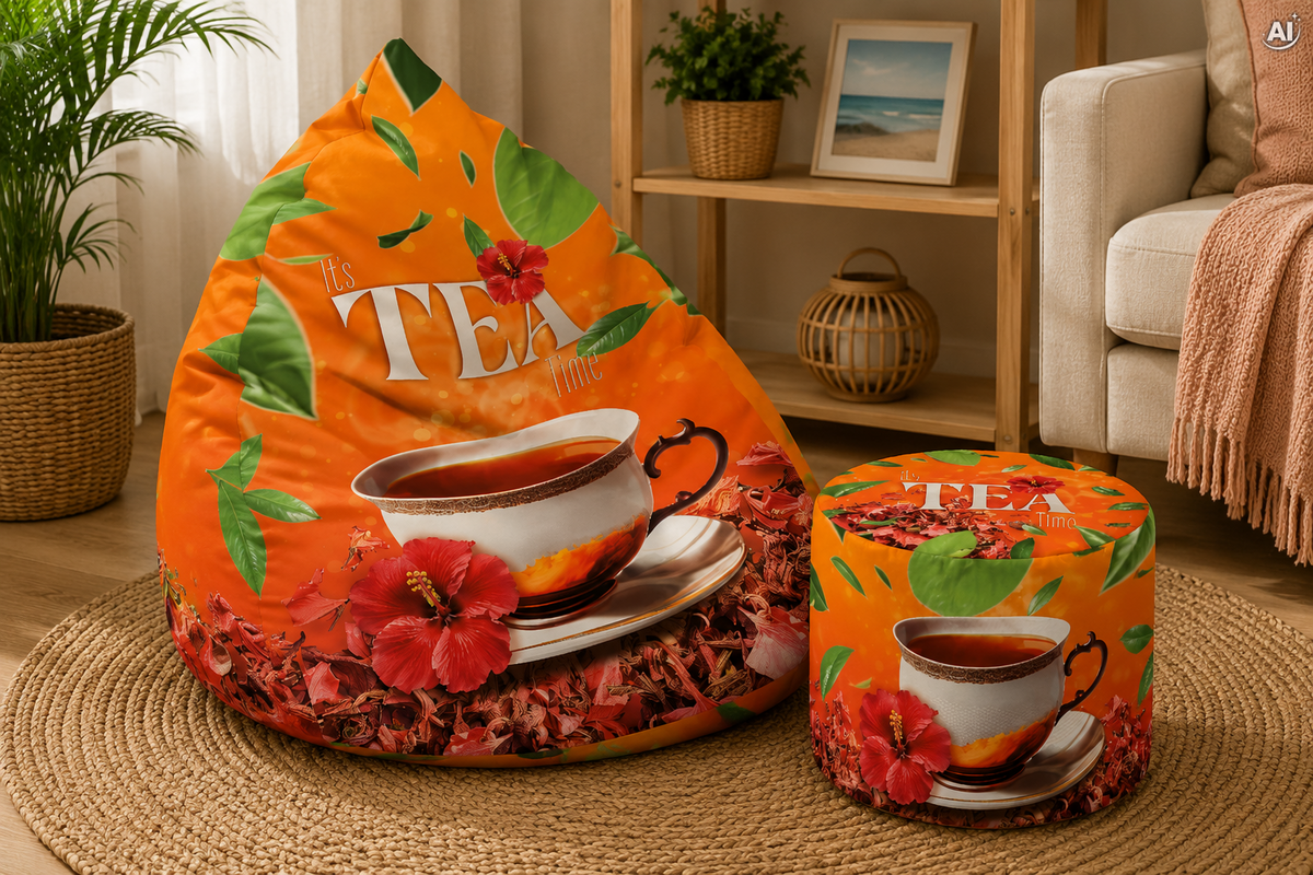 SET Sitzsack Bean bag + Fußhocker It's tea time