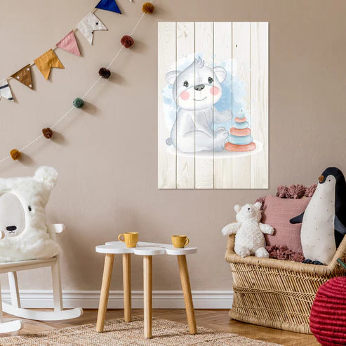 Wanddeko Holz - Cute Koala Playing with Toys