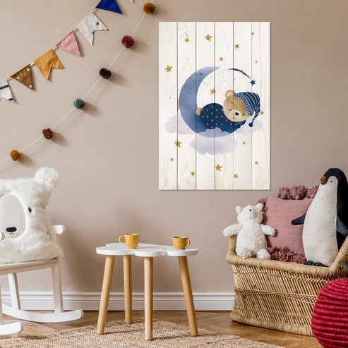 Wanddeko Holz - Cute Sleeping Bear