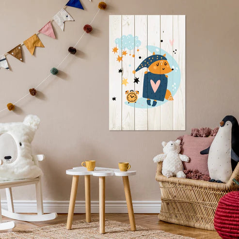 Wanddeko Holz - Cute Sleeping Fox