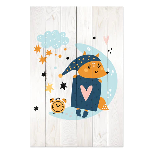 Wanddeko Holz - Cute Sleeping Fox