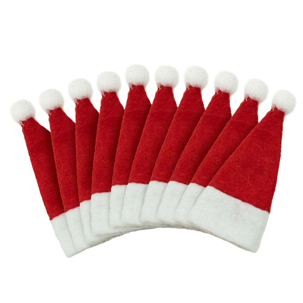 Dekorative Weihnachtsmützen des Heiligen Nikolaus 3,5x8cm 10 Stück