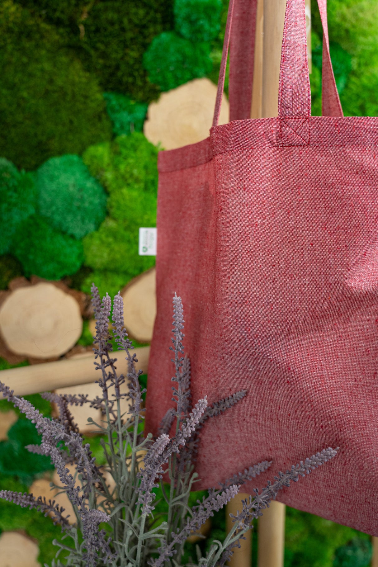 Baumwolltasche Rot Recycling - 380x420 mm 145 g Griff: 70 cm