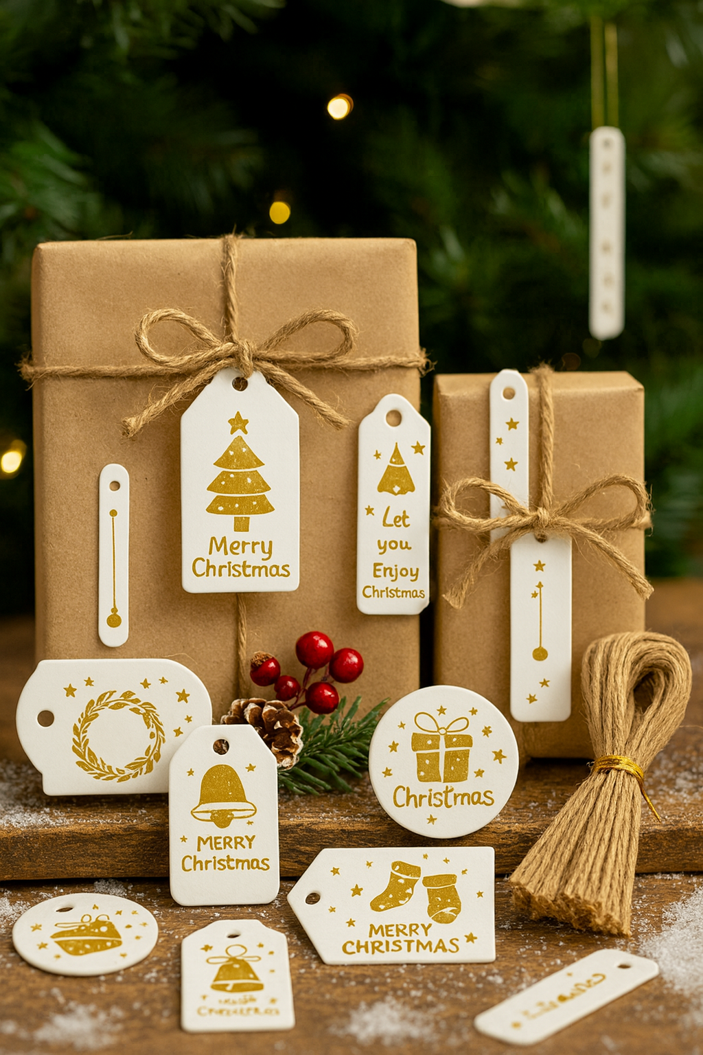 50 weiße und goldene Tischkarten für Geschenke