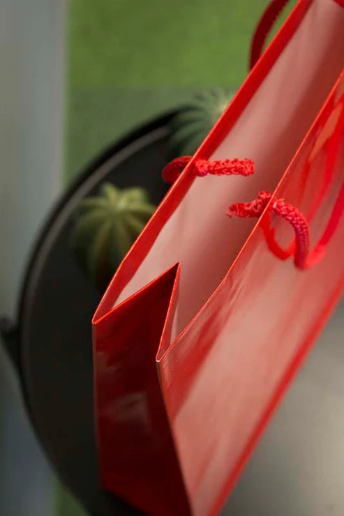 Papiertüte mit Schnurgriff 300x90x400mm Rot