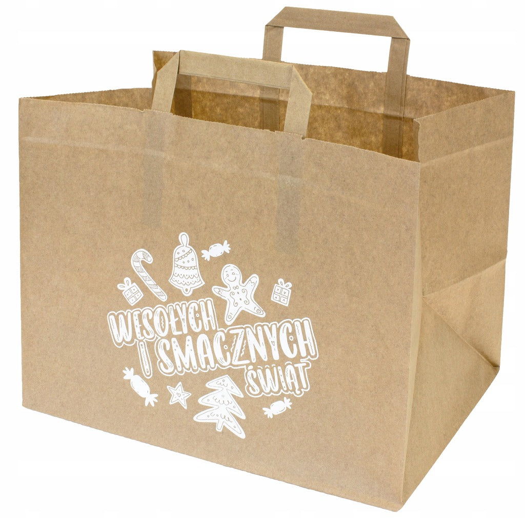 Papiertüte mit Flachhenkel 320x220x245 Braun 5St