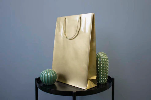 Papiertüten mit Schnurgriff golden 300x100x400mm