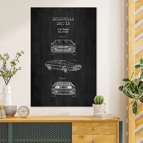 Wanddeko Holz - DeLorean Black