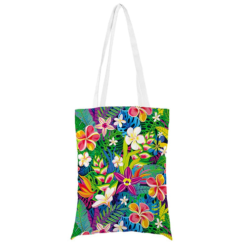 Baumwolltasche tropische blumen 35x45