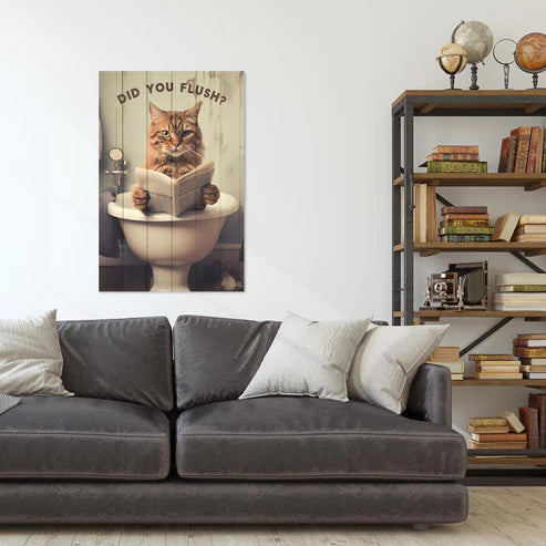 Wanddeko Holz - Did you Flush Cat