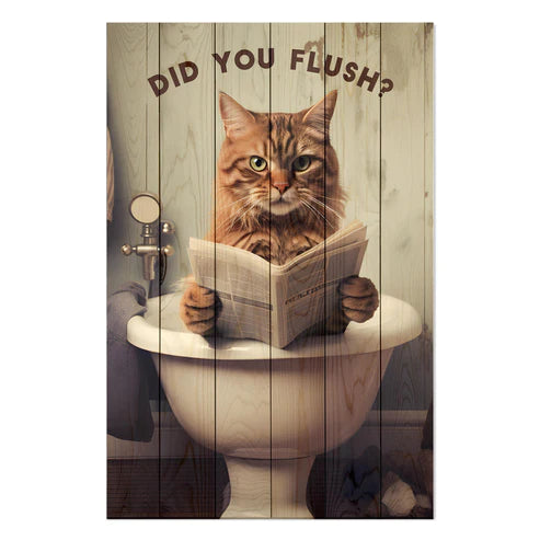 Wanddeko Holz - Did you Flush Cat