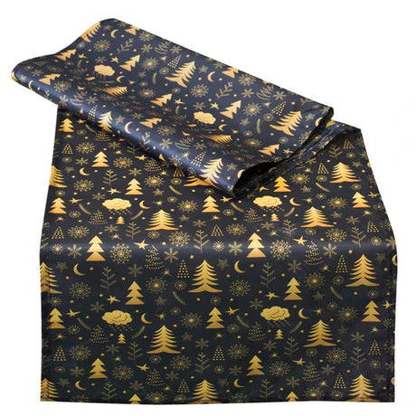 Weihnachtstischläufer aus Polyester GOLDENE WEIHNACHTSBÄUME 45x155cm
