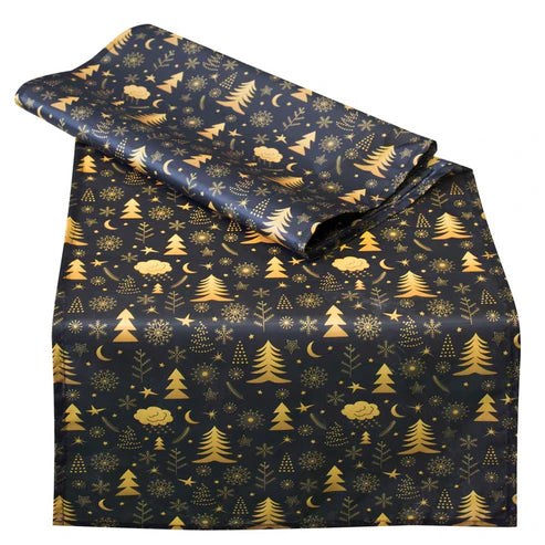 Weihnachtstischläufer aus Polyester GOLDENE WEIHNACHTSBÄUME 45x155cm