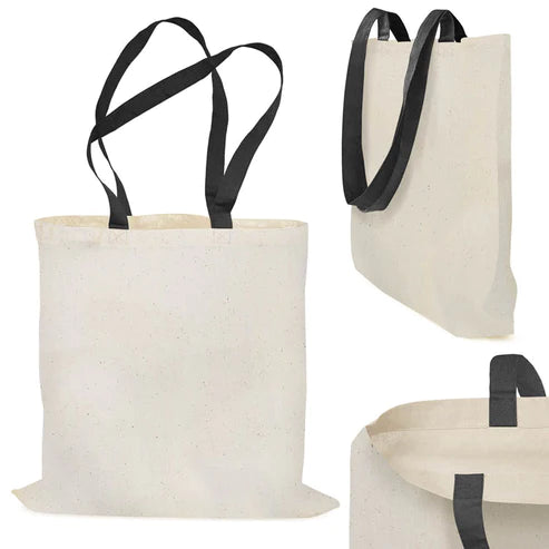 Baumwolltasche mit schwarzem Griff 38x42cm 220g/m2
