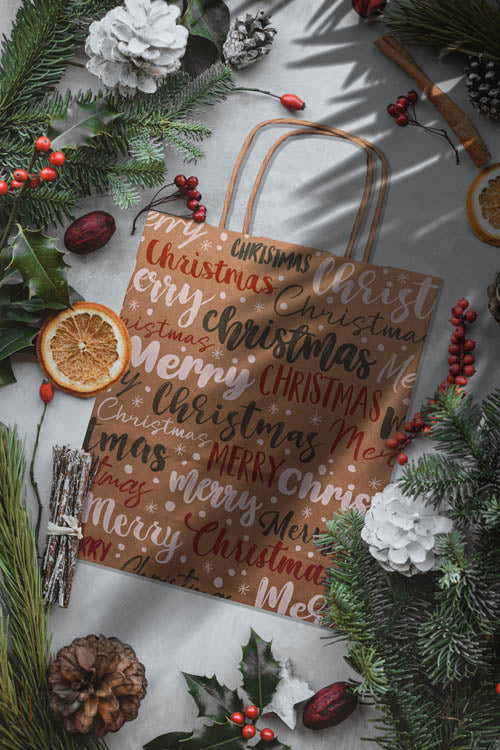 Weihnachtspapiertüte 180x80x220mm Frohe Weihnachten