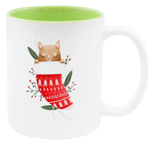 Weihnachtstasse - Grünes Kätzchen