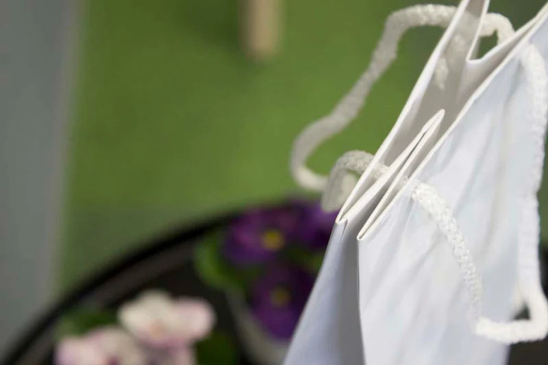 Laminierte Tasche mit Kordelgriff WEISS 110x90x400mm