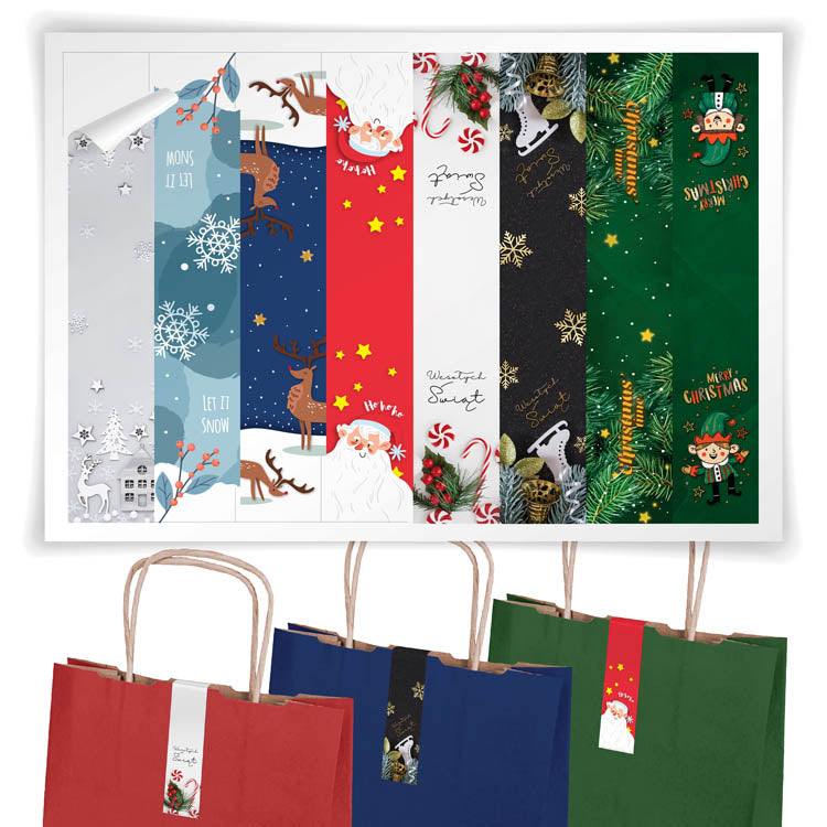 Große Weihnachtsaufkleber für Geschenke BLATT MIX