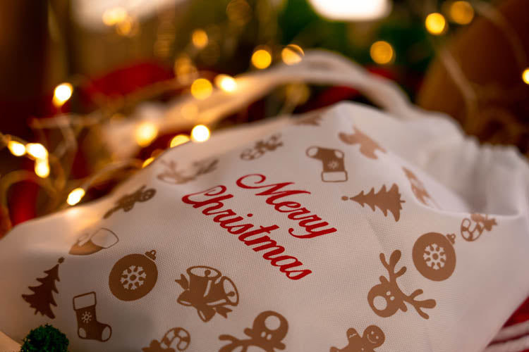 Weihnachts-Polyestertasche 16x21cm FROHE WEIHNACHTEN