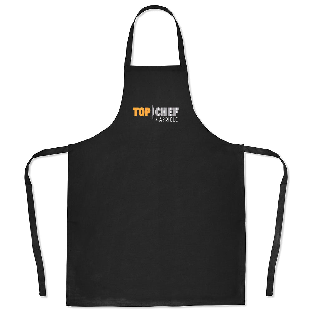 Kochschürze Schwarz TOP CHEF + NAME