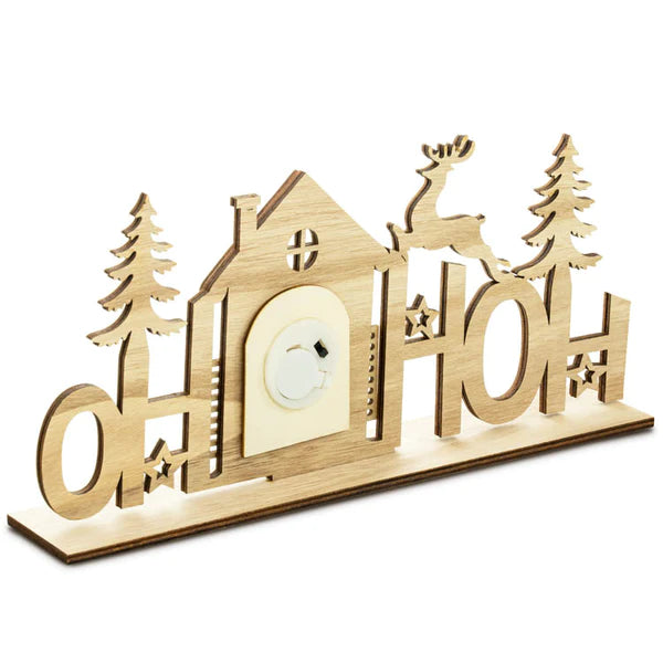 EKO Weihnachtsschmuck aus Holz LED Ho Ho Ho