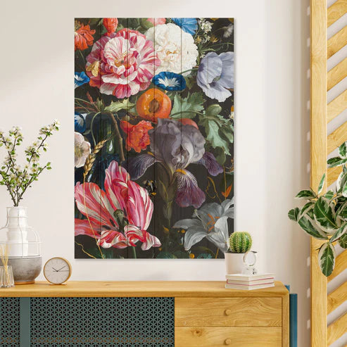 Wanddeko Holz - Flower Painting