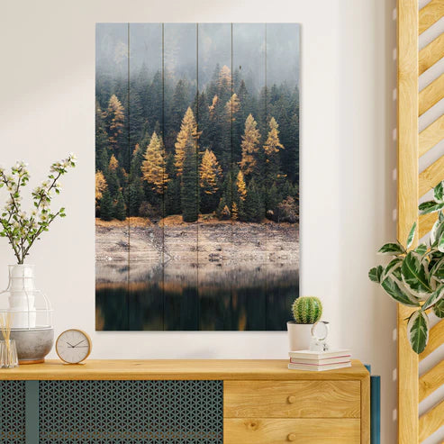 Wanddeko Holz - Foggy Forest