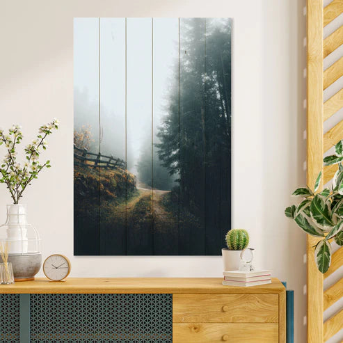 Wanddeko Holz - Foggy Landscape
