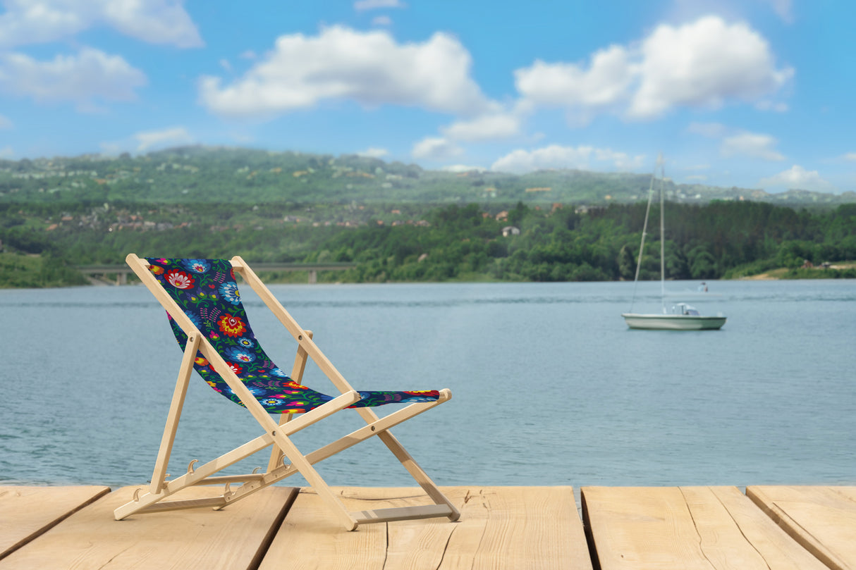 Holz-Liegestühle Folk Marineblau