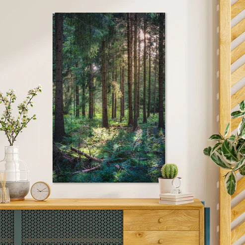 Wanddeko Holz - Forest in the Morning