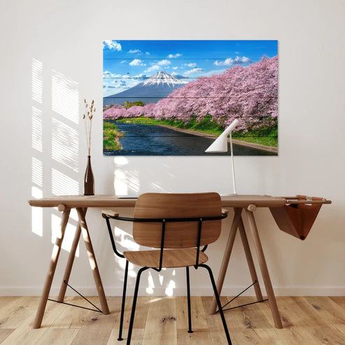 Wanddeko Holz - Fuji Mountain in Spring