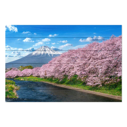 Wanddeko Holz - Fuji Mountain in Spring