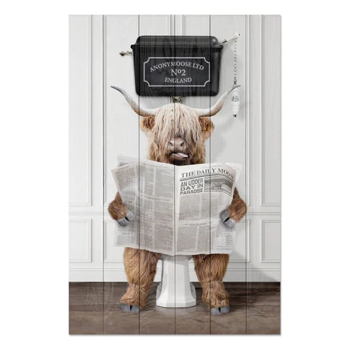 Wanddeko Holz - Funny Animal with Newspaper
