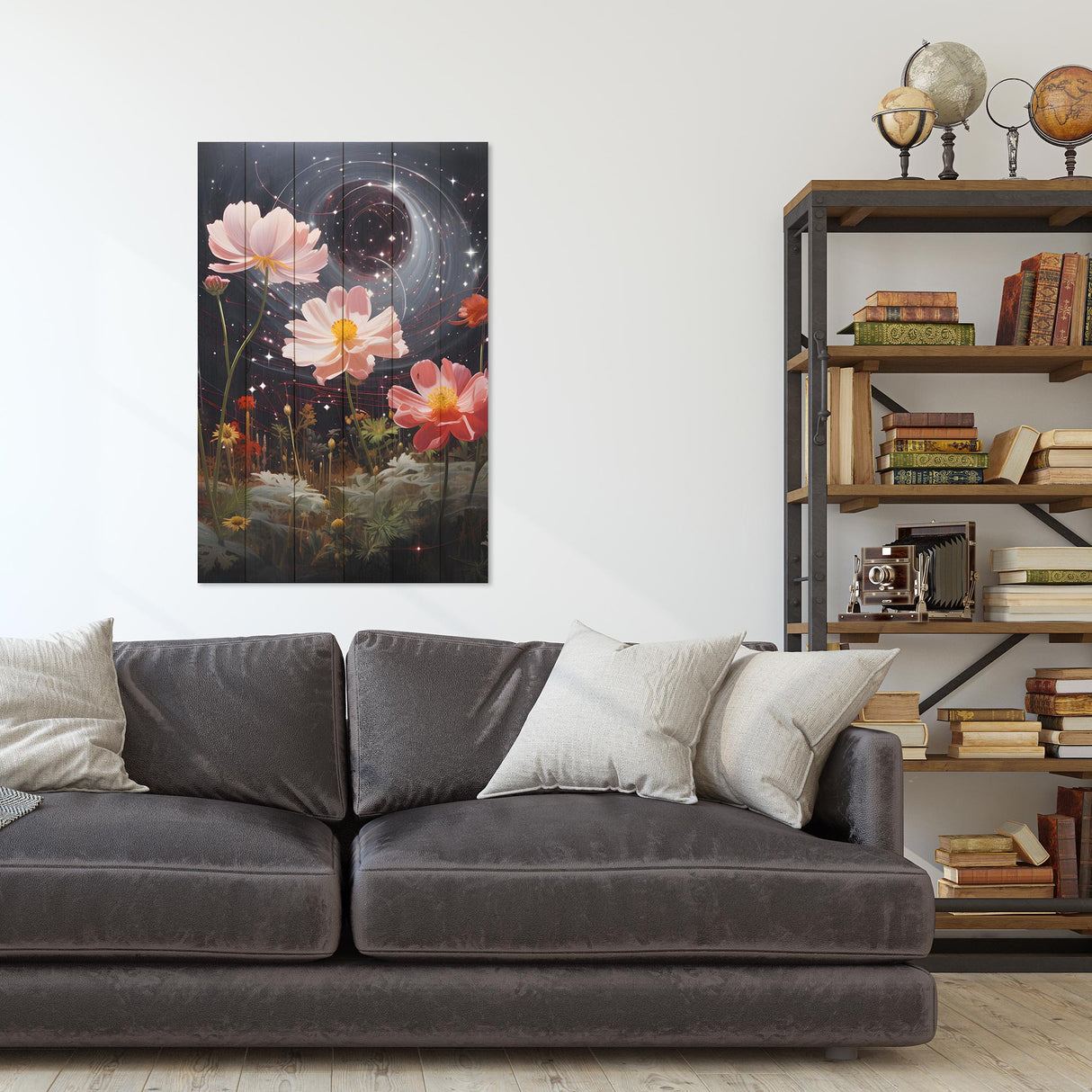 Wanddeko Holz - Galactic Flowers