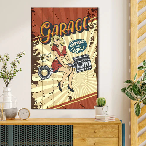 Wanddeko Holz - Garage Service and Repair