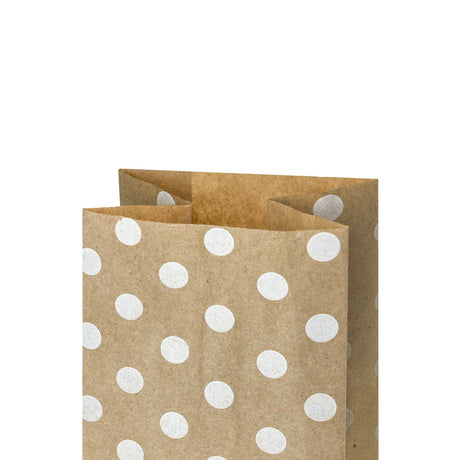 Papiertüte ohne Griff Braun mit weißen Tupfen 80x65x190mm