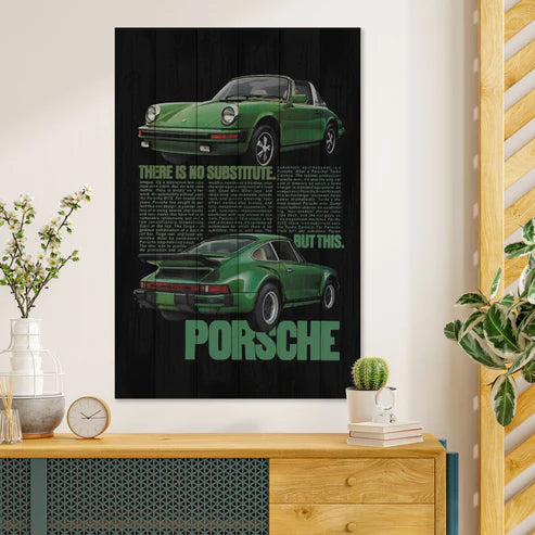 Wanddeko Holz - Green Porsche
