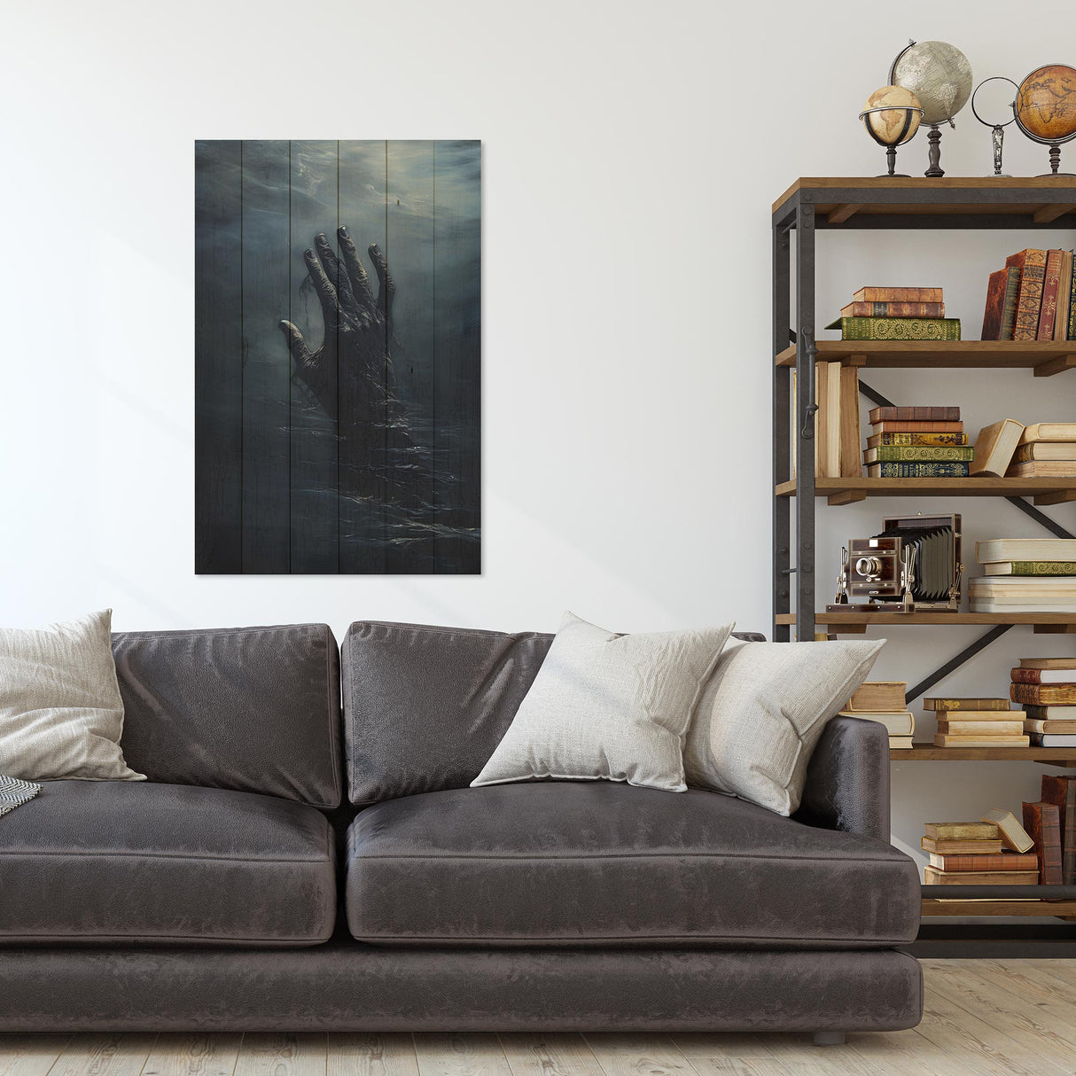 Wanddeko Holz - Hand Dark Water