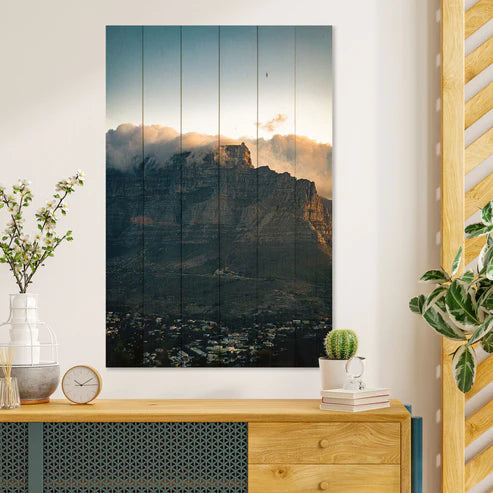 Wanddeko Holz - Illuminated City