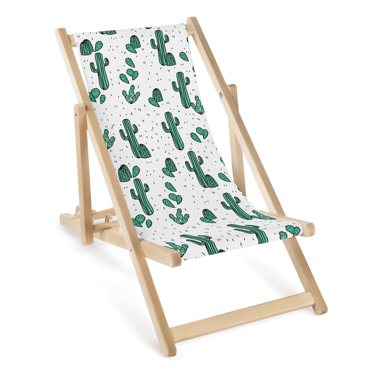 Kinderliegestuhl aus Holz Kakteen