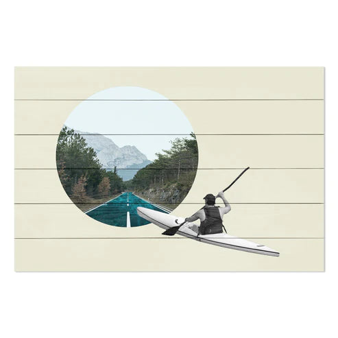Wanddeko Holz - Kayaking Road