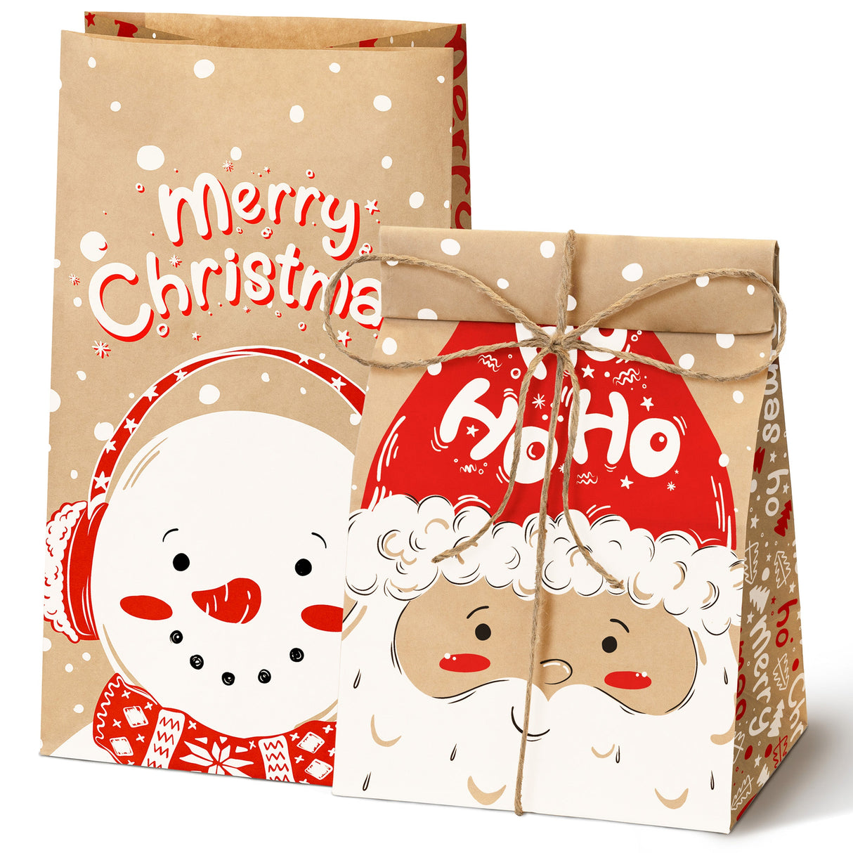 Braune Papiertüte, 160x80x270mm, Weihnachtsmann, 25 Stk.